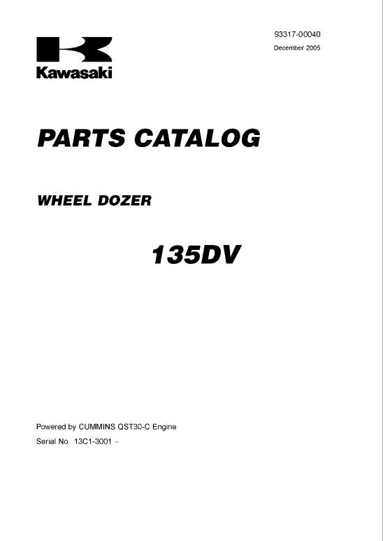 Kawasaki 135ZV-2 Wheel Loader Service Manual