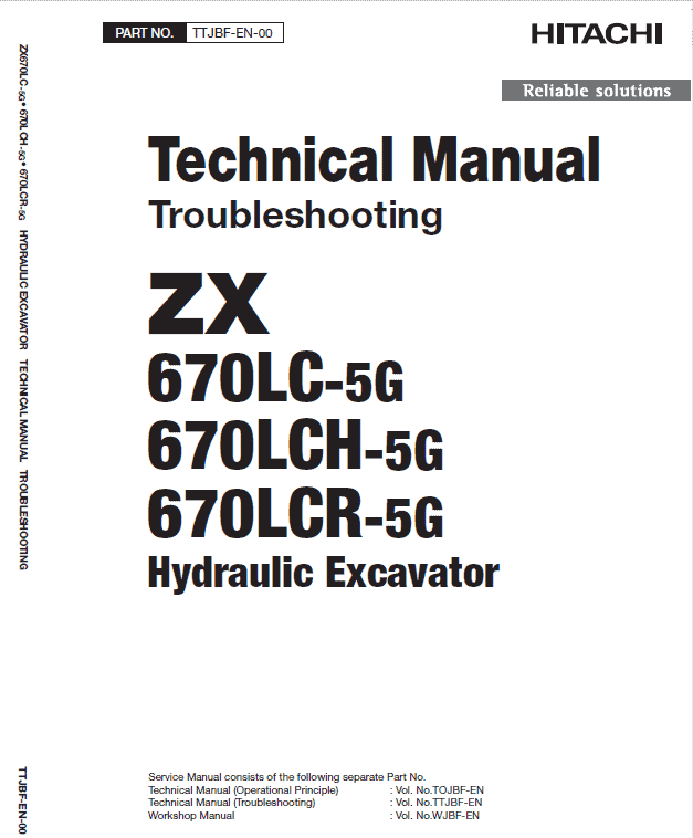 Hitachi ZX670LC-5G, ZX670LCR-5G and ZX670LCH-5G Excavator Service Repair Manual Workshop Guide
