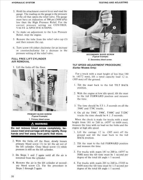 CAT T60C, T70C, T80C, T90C, T100C, T120C Lift Truck Service Manual