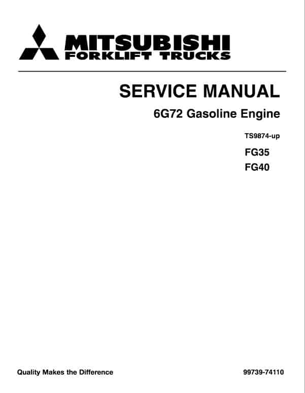 Mitsubishi FG35, FG40 Forklift Lift Truck Service Manual
