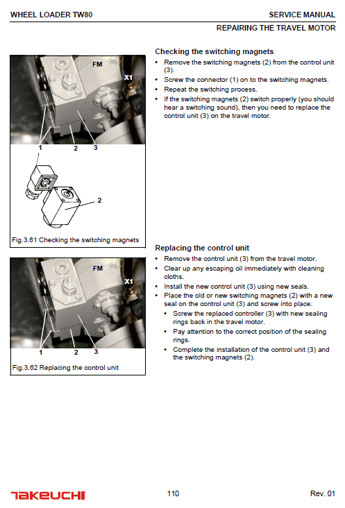 Takeuchi TW80 Wheel Loader Service Manual Workshop Guide