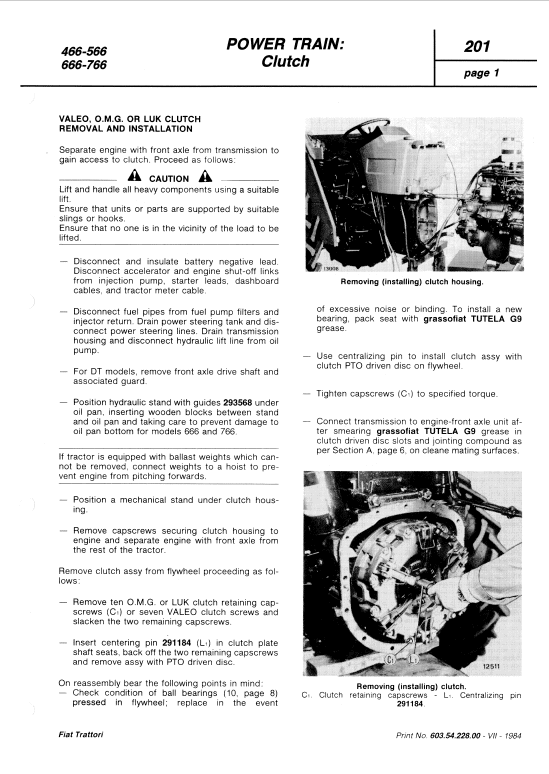 Fiat 466, 566, 666, 766 Tractor Workshop Service Manual Workshop Guide