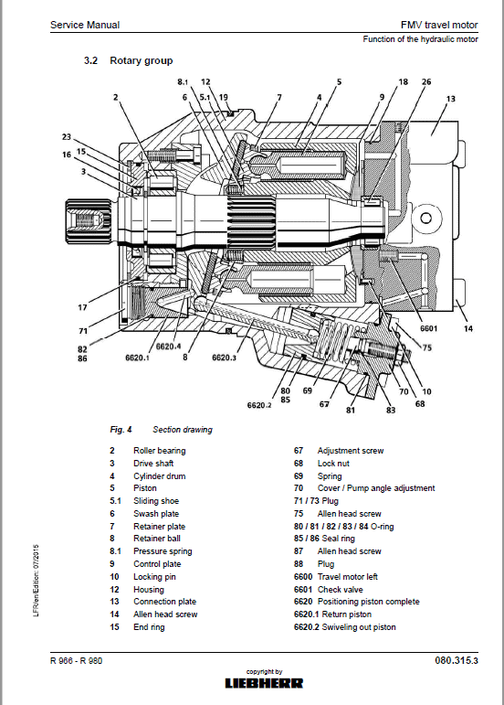 Liebherr R966, R970, R976, R980 Tier 3 Excavator Service Manual