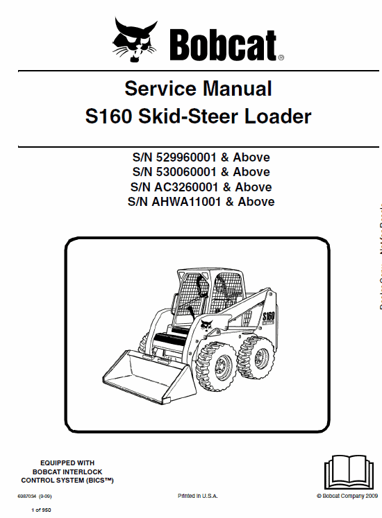 Bobcat S160 Skid-Steer Loader Service Manual Workshop Guide