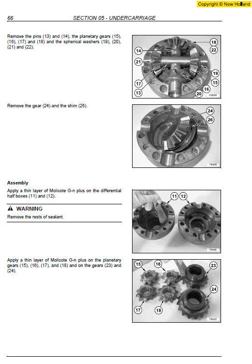 New Holland WE190, WE210 and WE230 Wheeled Excavators Manual Workshop Guide