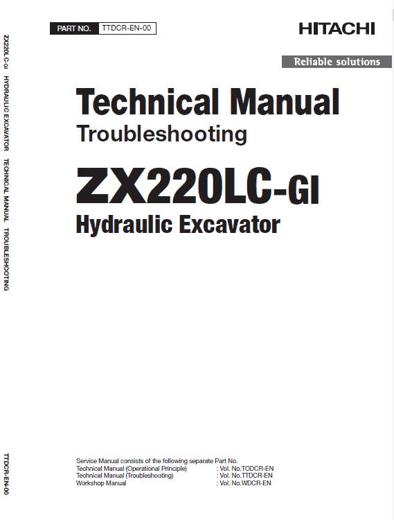Hitachi ZX220LC-GI ZAXIS Excavator Repair Manual Workshop Guide