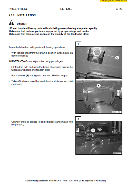New Holland F106.6 and F106.6A Grader Service Manual Workshop Guide