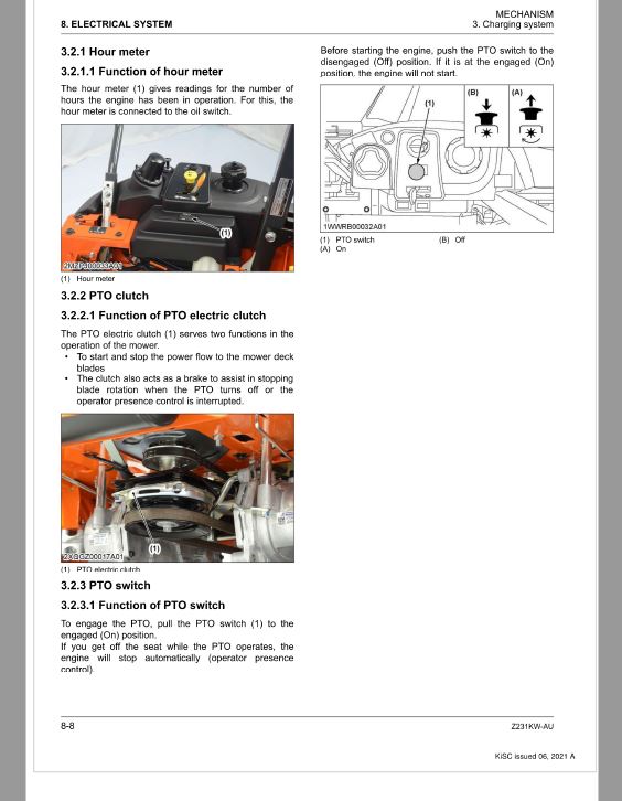 Kubota Z231JW-AU Zero Turn Mower Workshop Repair Manual