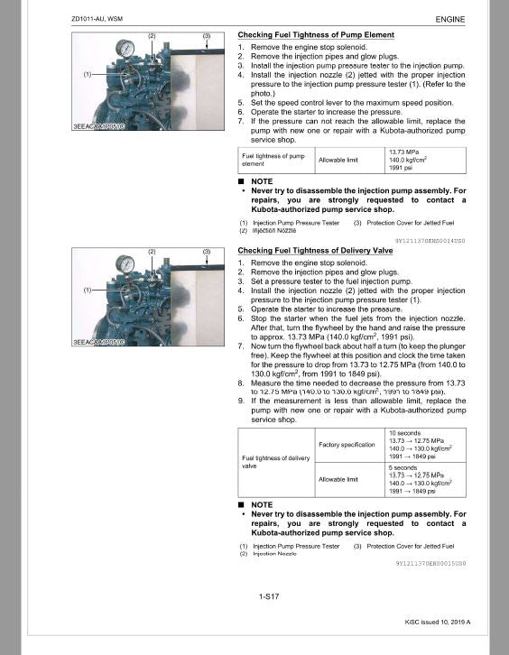 Kubota ZD1011-AU Mower Workshop Repair Manual