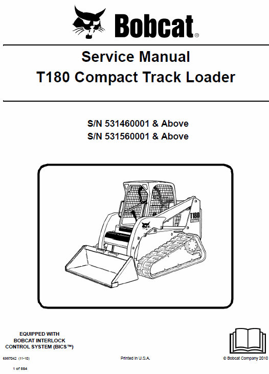 Bobcat T180 Compact Loader Service Manual Workshop Guide