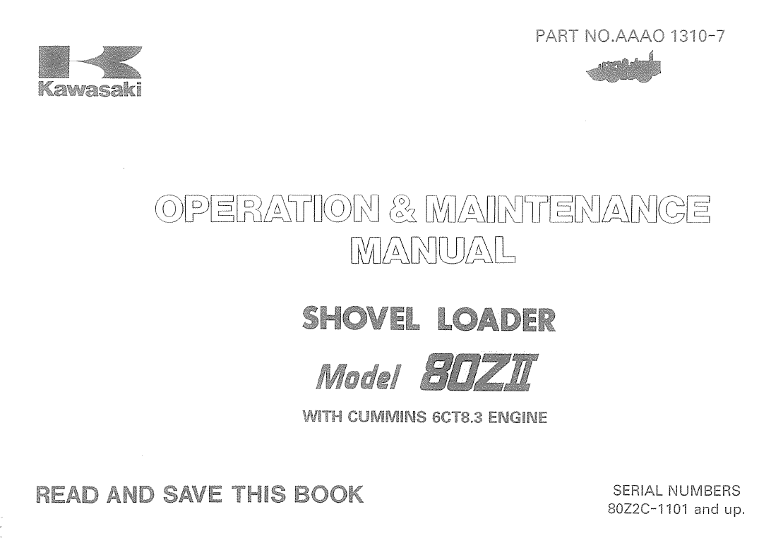 Kawasaki KSS80Z, 80ZII Wheel Loader Service Manual