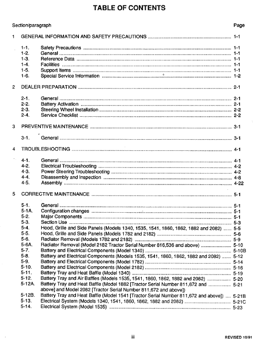 Cub Cadet 1340, 1535, 1541 and 1782 Service Manual Workshop Guide