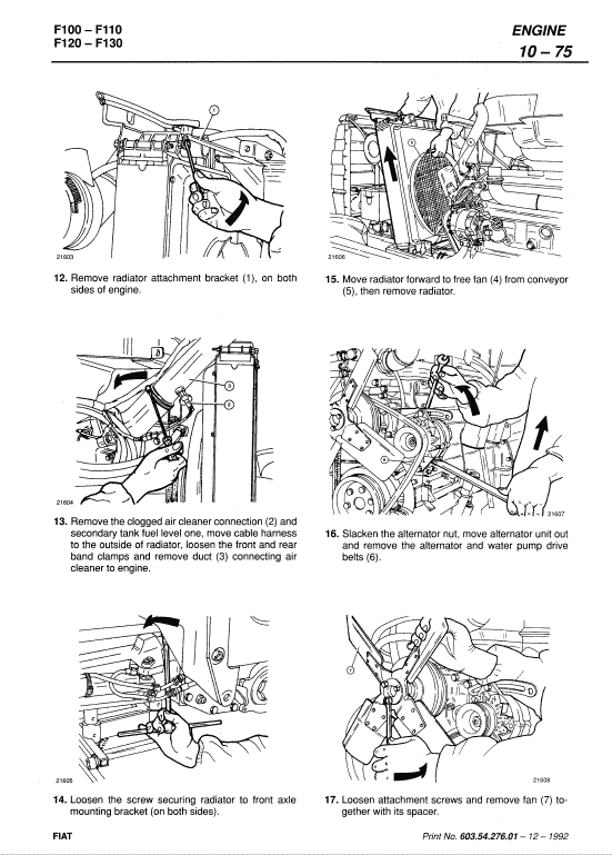 Fiat F100, F110, F120, F130 Tractor Workshop Service Manual Workshop Guide