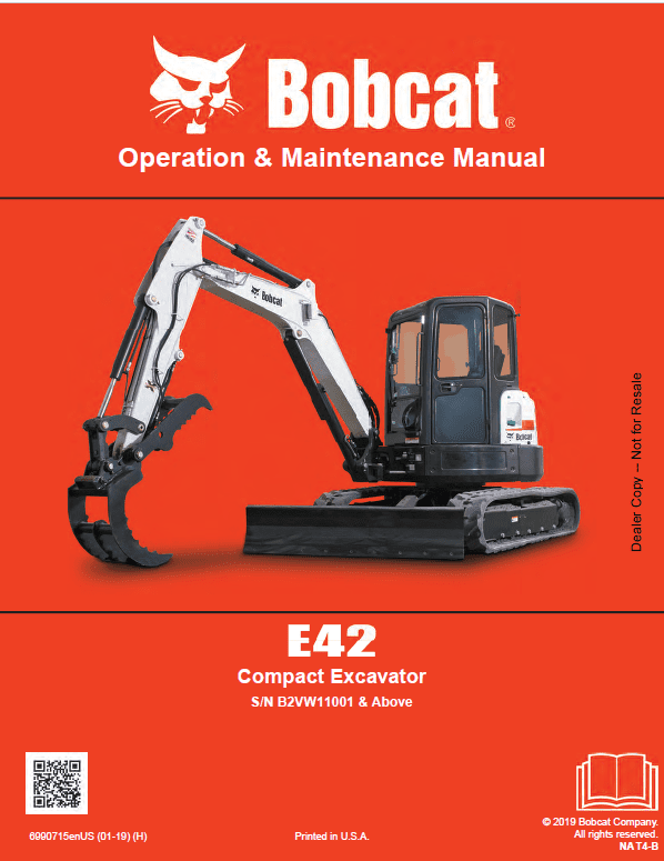 Bobcat E42 Excavator Repair Service Manual