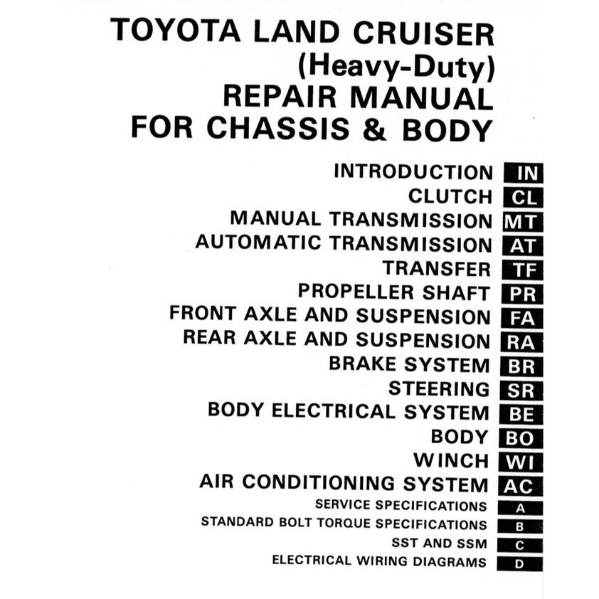 TOYOTA LAND CRUISER J70 1984+ Full Manual Set – FACTORY WORKSHOP SERVICE MANUAL