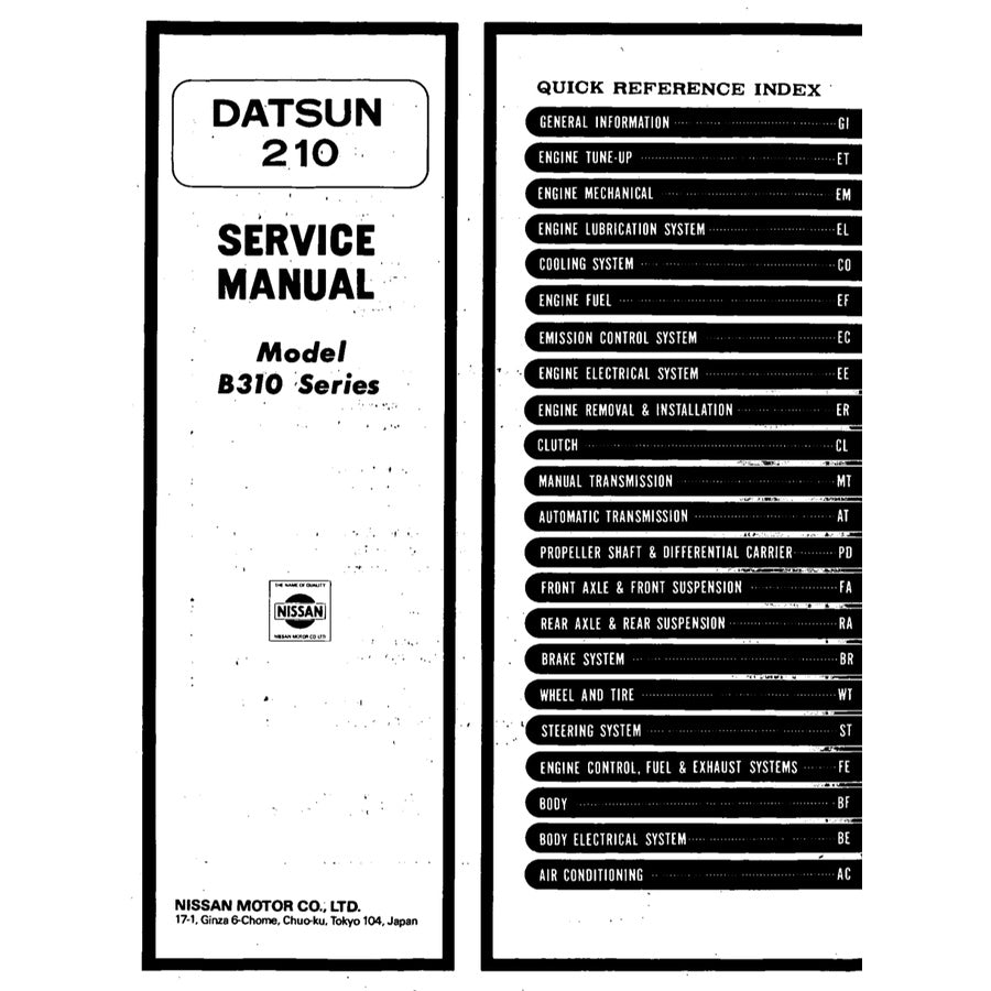 DATSUN 120/130/140/150Y B310 1977-1981 Full Manual Set – Repair & Maintenance Manual
