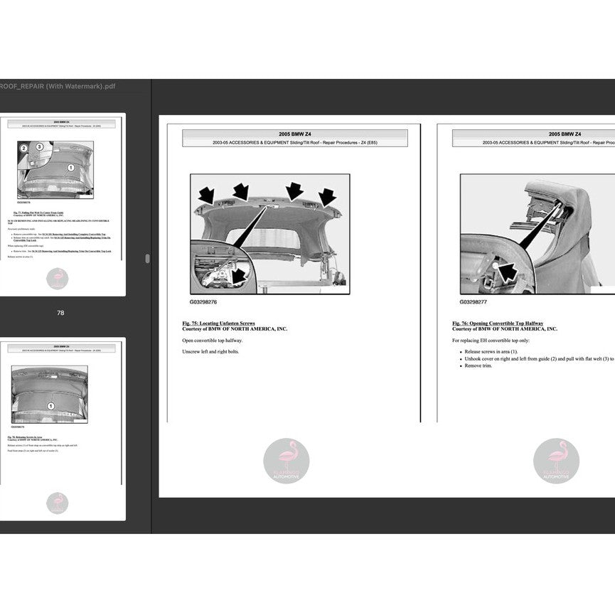 BMW Z4 E85 2002-2008 Full Manual Set – CONVERTIBLE TOP REPAIR MANUAL