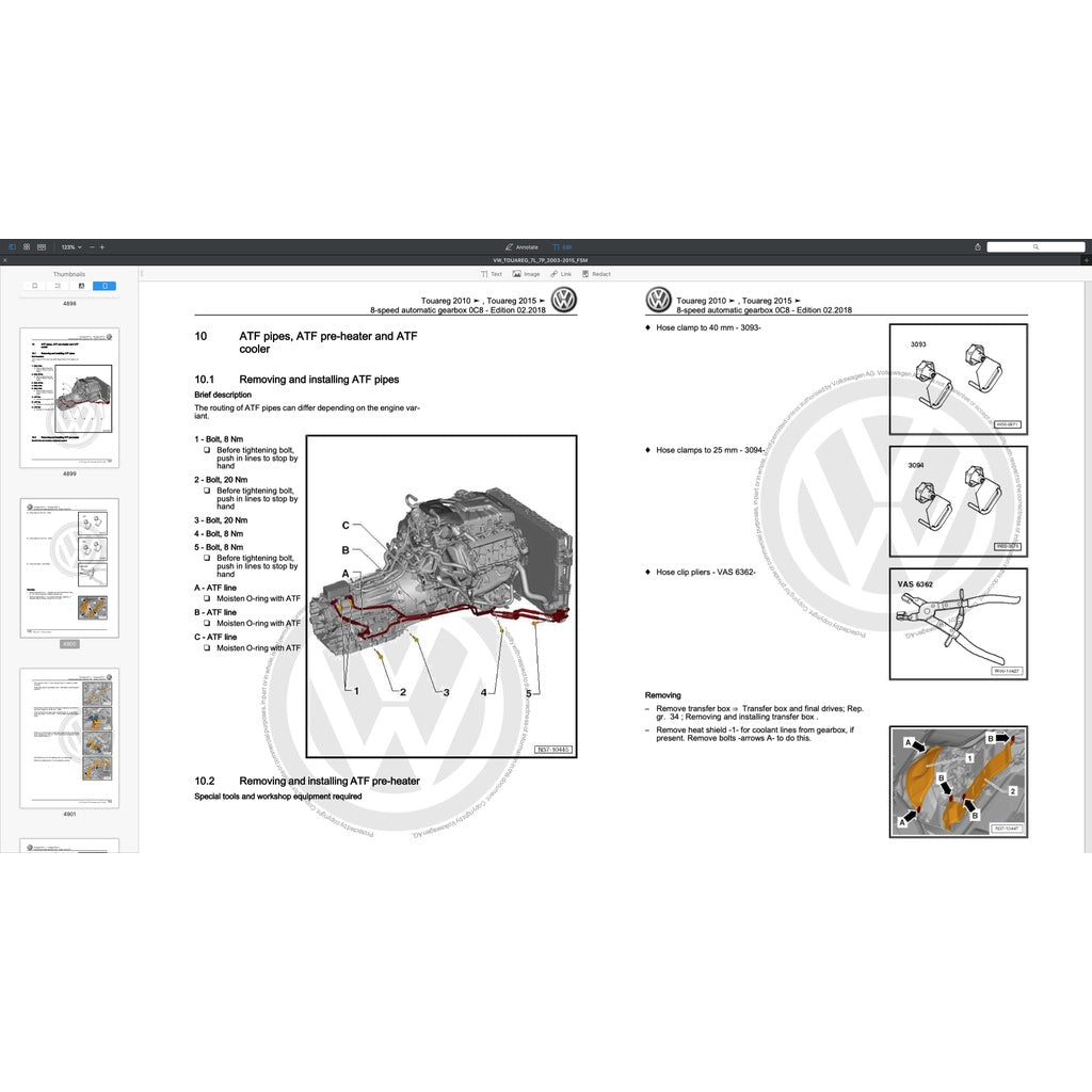 VW TOUAREG I & II 7L / 7P 2003-2017 Full Manual Set – SERVICE WORK MANUAL