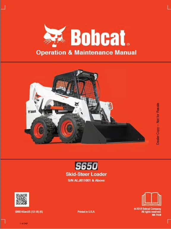 Bobcat S650 Skid-Steer Loader Service Manual Workshop Guide
