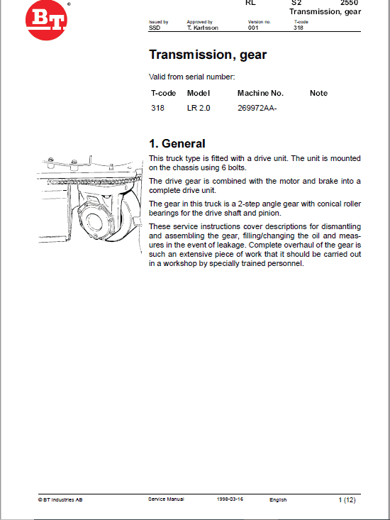 BT LR 2.0 Pallet Truck Service Manual