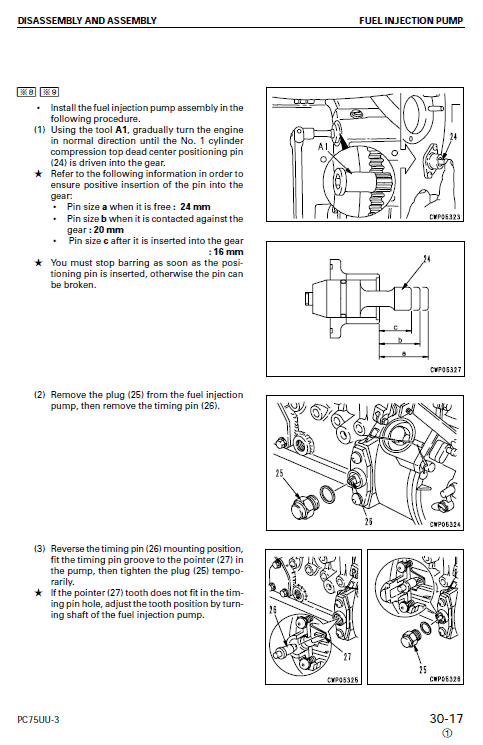 Komatsu PC75UU-3 Excavator Service Manual Workshop Guide