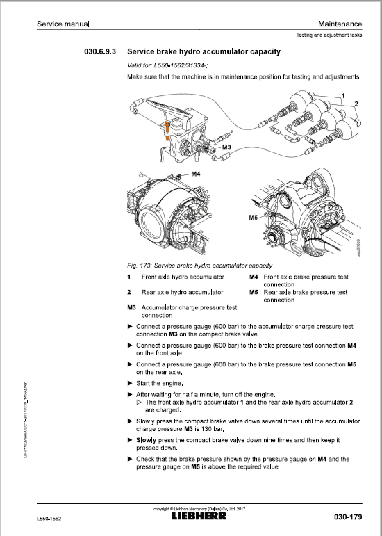 Liebherr L550 Type 1562 Wheel Loader Service Manual