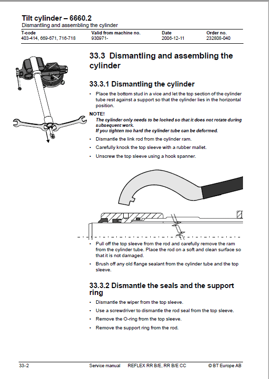 BT Reflex RR BE, RR BE CC Reach Trucks Service Manual