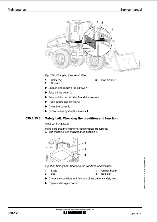 Liebherr L514 Type 1583 Wheel Loader Service Manual