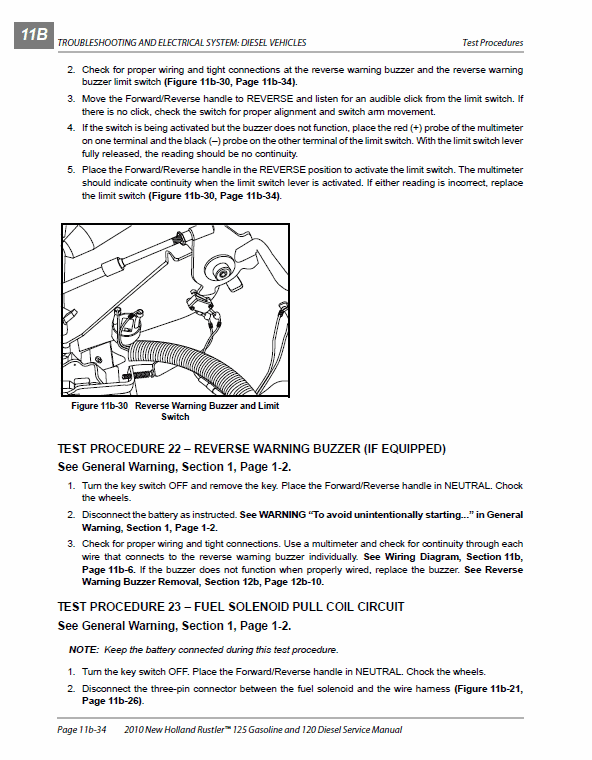 New Holland 120, 125 Rustler Service Manual Workshop Guide