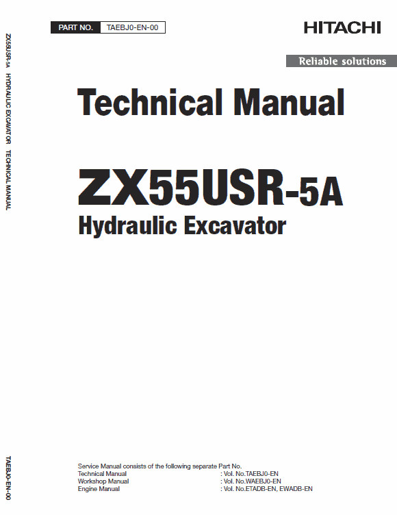 Hitachi ZX55USR-5A Excavator Service Repair Manual Workshop Guide