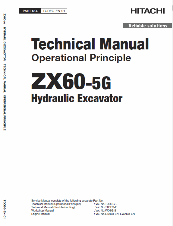 Hitachi ZX60-5G Excavator Service Repair Manual Workshop Guide