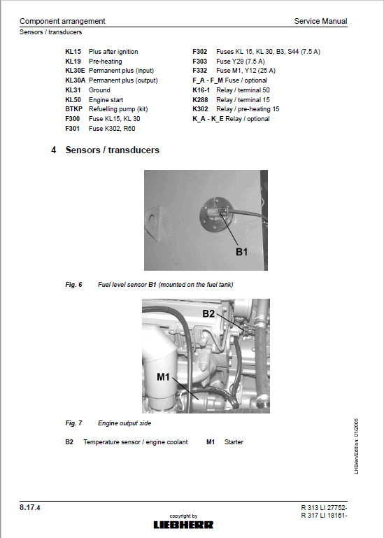 Liebherr A309, A311, A312, A314, A316, R313, R317 Litronic Excavator Manual