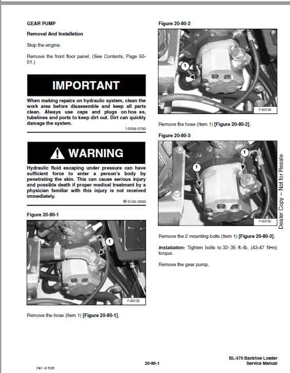 Bobcat BL370 (B-Series) Loader Service Repair Manual