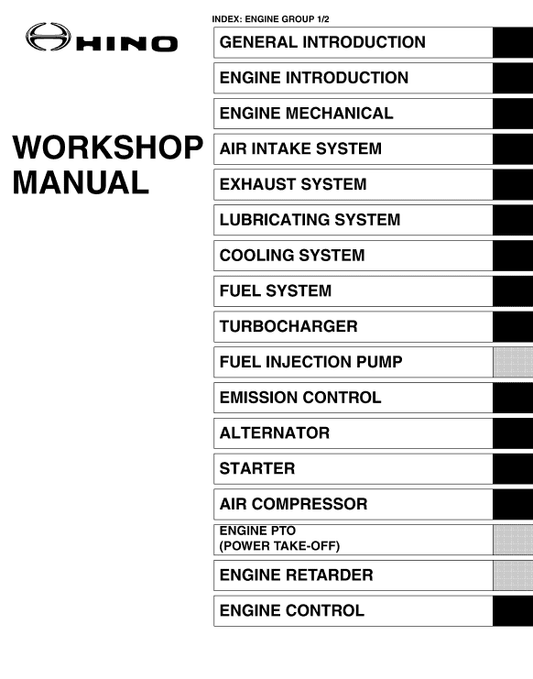 Hino Truck 2010 Service Manual Workshop Guide
