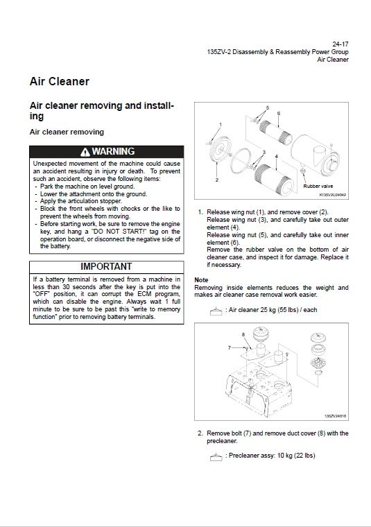 Kawasaki 135ZIV-2 Wheel Loader Repair Service Manual