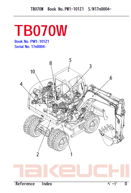 Takeuchi TB070 and TB070W Excavator Service Manual Workshop Guide
