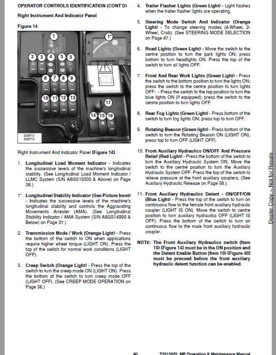 Bobcat T35.120SL MP versaHANDLER Telescopic Service Repair Manual