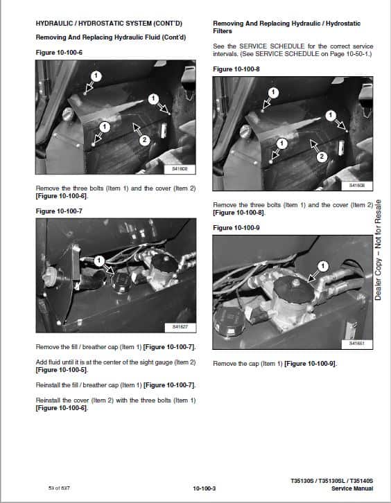 Bobcat T35.130, T35.130S, T35.140, T35.140S versaHANDLER Telescopic Service Repair Manual