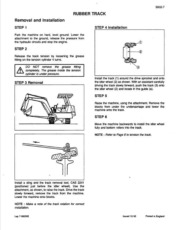 Case CK36, CK50 Excavator Service Manual Workshop Guide
