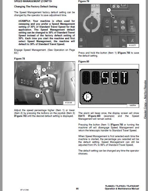 Bobcat TL360, TL360X, TL470, TL470X, TL470HF, TL470XHF Telescopic Service Repair Manual
