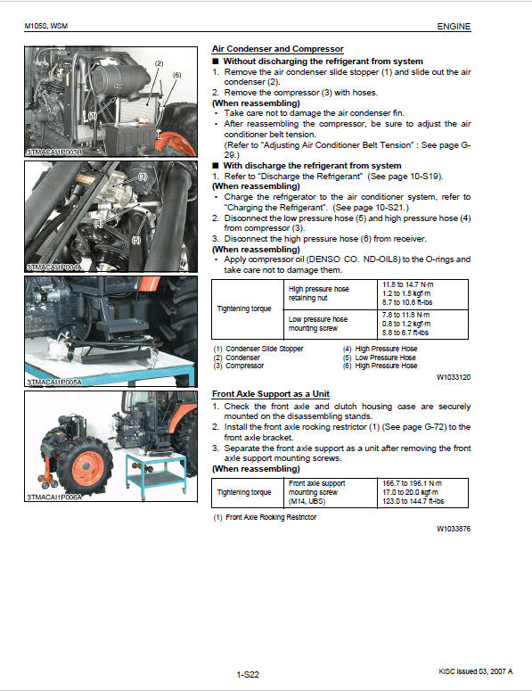 Kubota M105S Tractor Service Manual