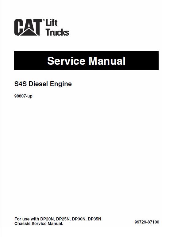CAT GP15, GP18, GP20, GP25, GP30, GP35 Forklift Lift Truck Service Manual