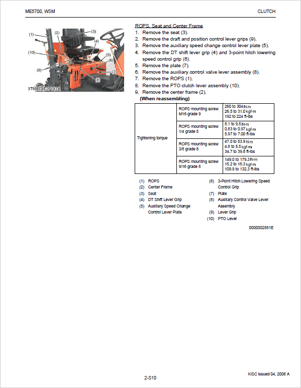 Kubota ME5700 Tractor Workshop Service Manual
