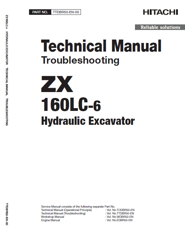 Hitachi ZX160LC-5G and ZX160LC-6 Excavator Service Repair Manual Workshop Guide