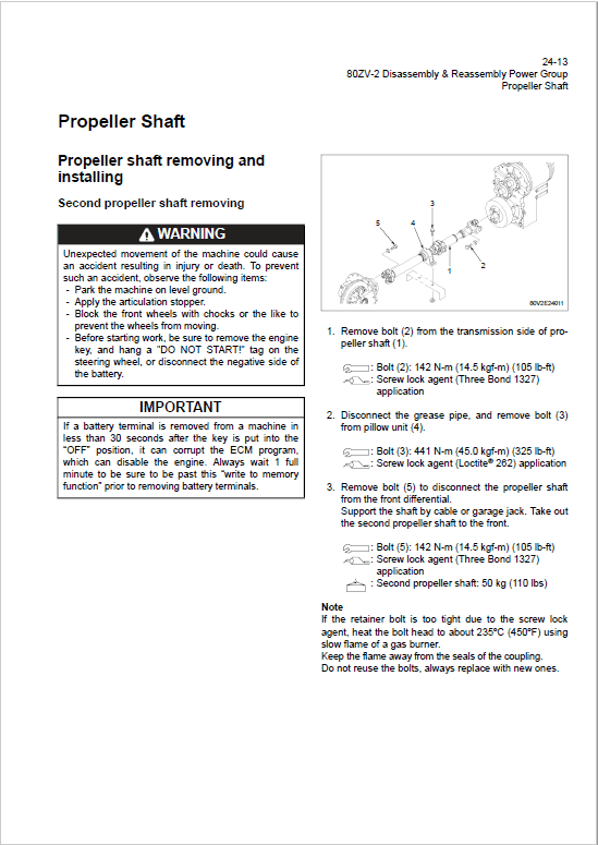 Kawasaki 80ZV-2 Wheel Loader Service Manual