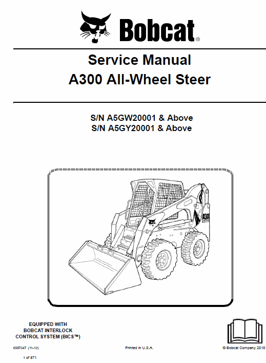 Bobcat A300 Wheel Steer Skid-Steer Loader Service Manual Workshop Guide