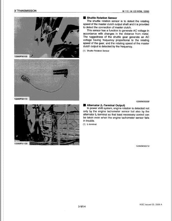 Kubota M90, M110, M120 Tractor Workshop Repair Manual