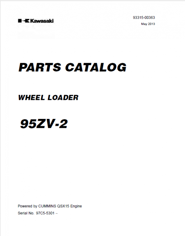 Kawasaki 95ZV-2 Wheel Loader Service Manual