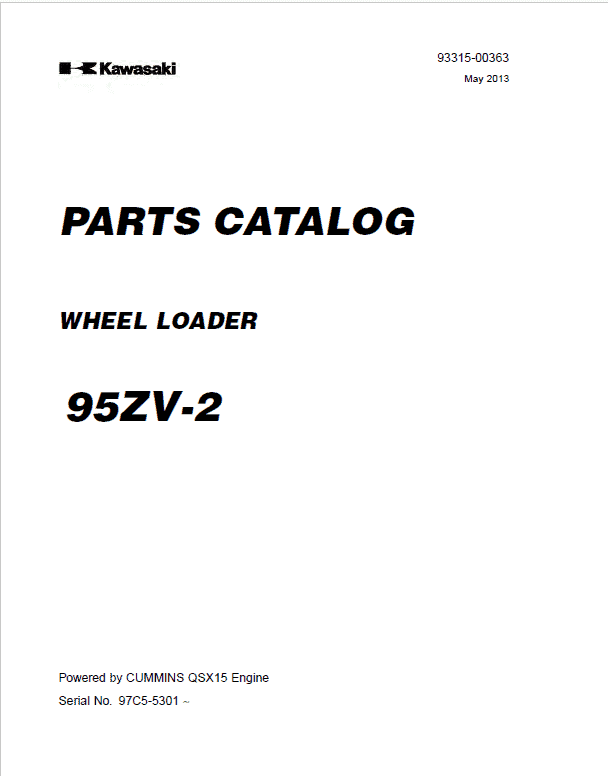 Kawasaki 95ZV-2 Wheel Loader Service Manual