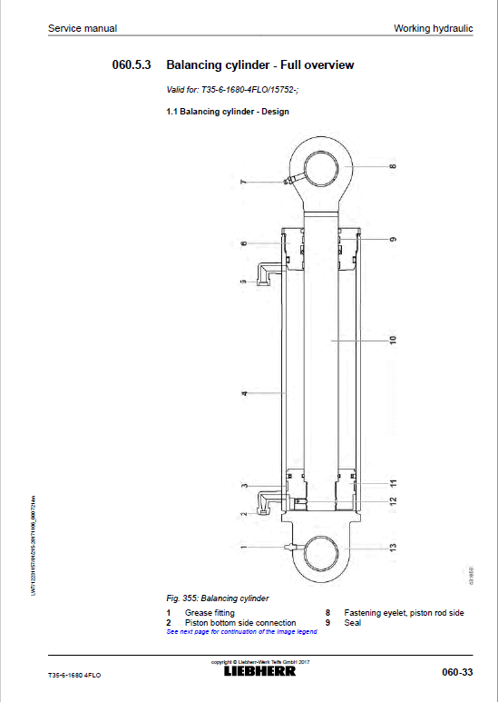 Liebherr T35-6 Telescopic Handler Service Manual